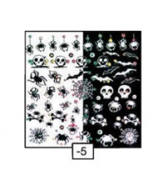 Nail Art Sticker Black e White - Spiders
