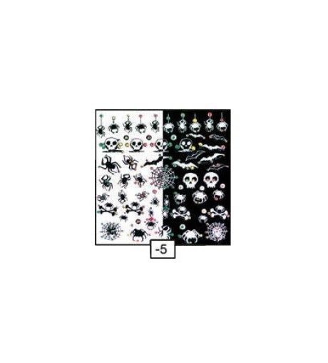 Nail Art Sticker Black e White - Spiders