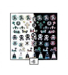 Nail Art Sticker Black e White - Skull and crossbones