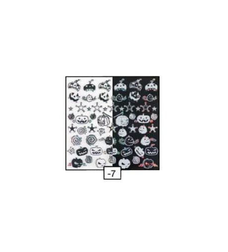 Nail Art Sticker Black e White - Pumpkins